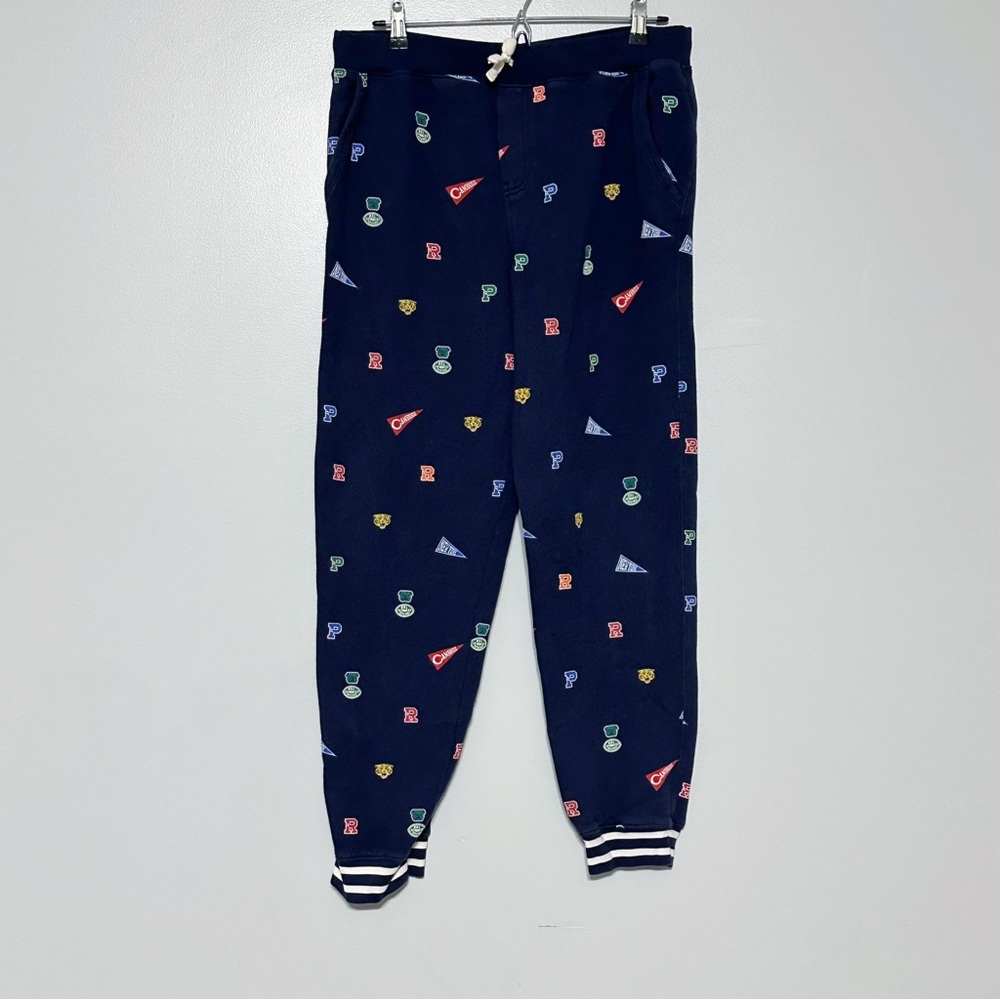 Polo Ralph‎ Lauren navy collegiate print fleece jogger pants size X-Large